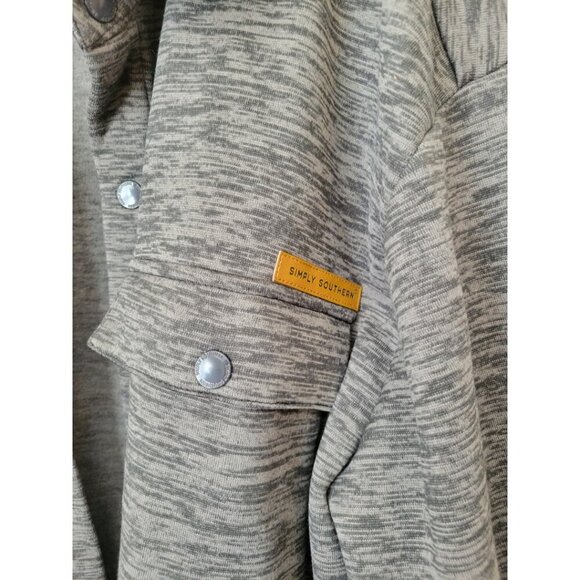 Men's NWT Simply Southern Button-Down Fleece Shirt Jacket Grey Shacket XXL - Picture 4 of 5